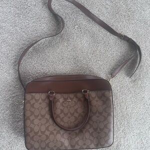 Coach Brown Signature Canvas Laptop Brief